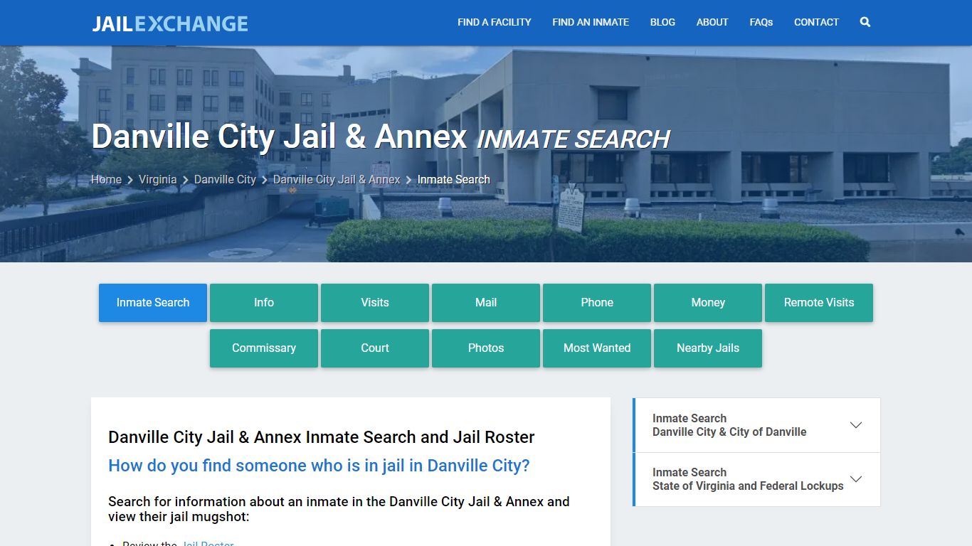 Inmate Search: Roster & Mugshots - Danville City Jail & Annex, VA